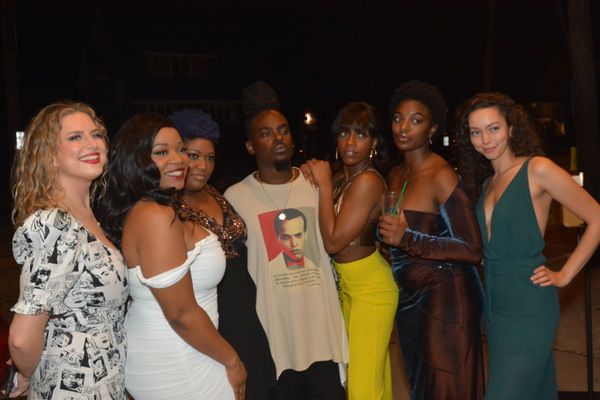 Jaret Landon with the ladies of the cast-Francesca Ferrari, Elizabeth Yetunde Adabale Photo
