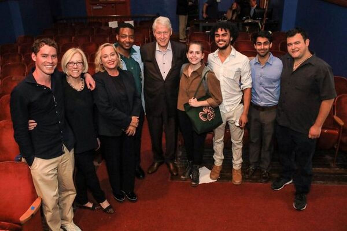 Cast and Playhouse members with President Bill Clinton at 
