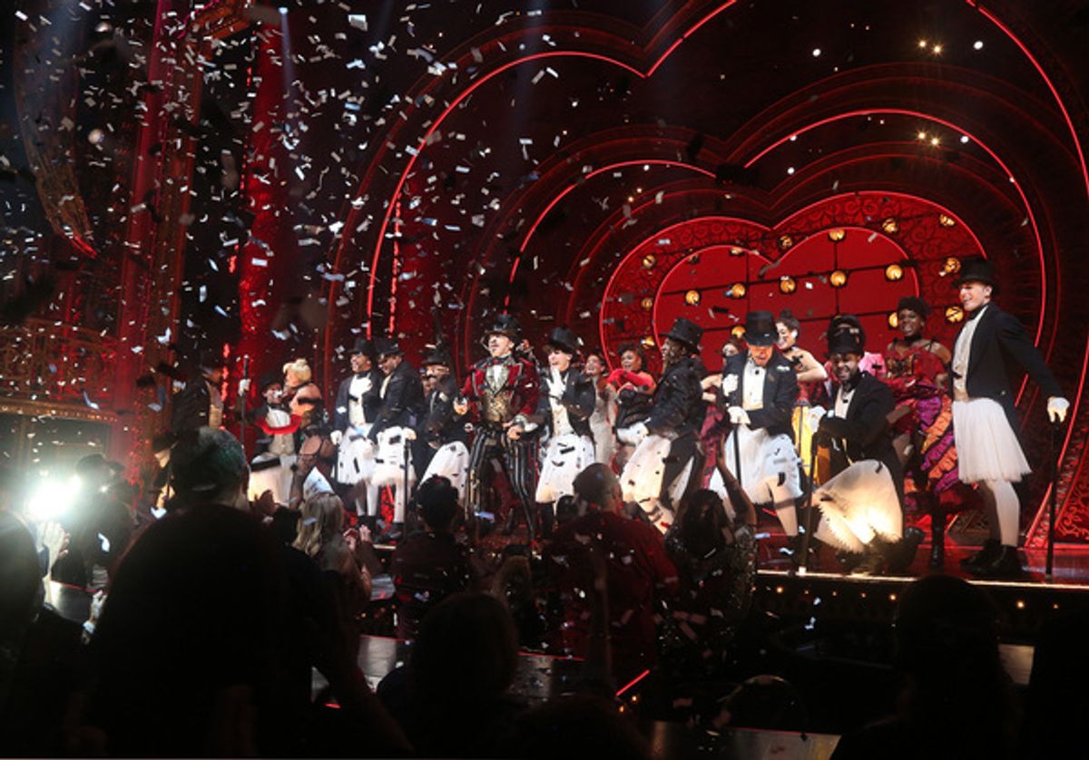 Dany Burstein and the company at Photos: MOULIN ROUGE! Company Takes Re-Opening Night Bows!