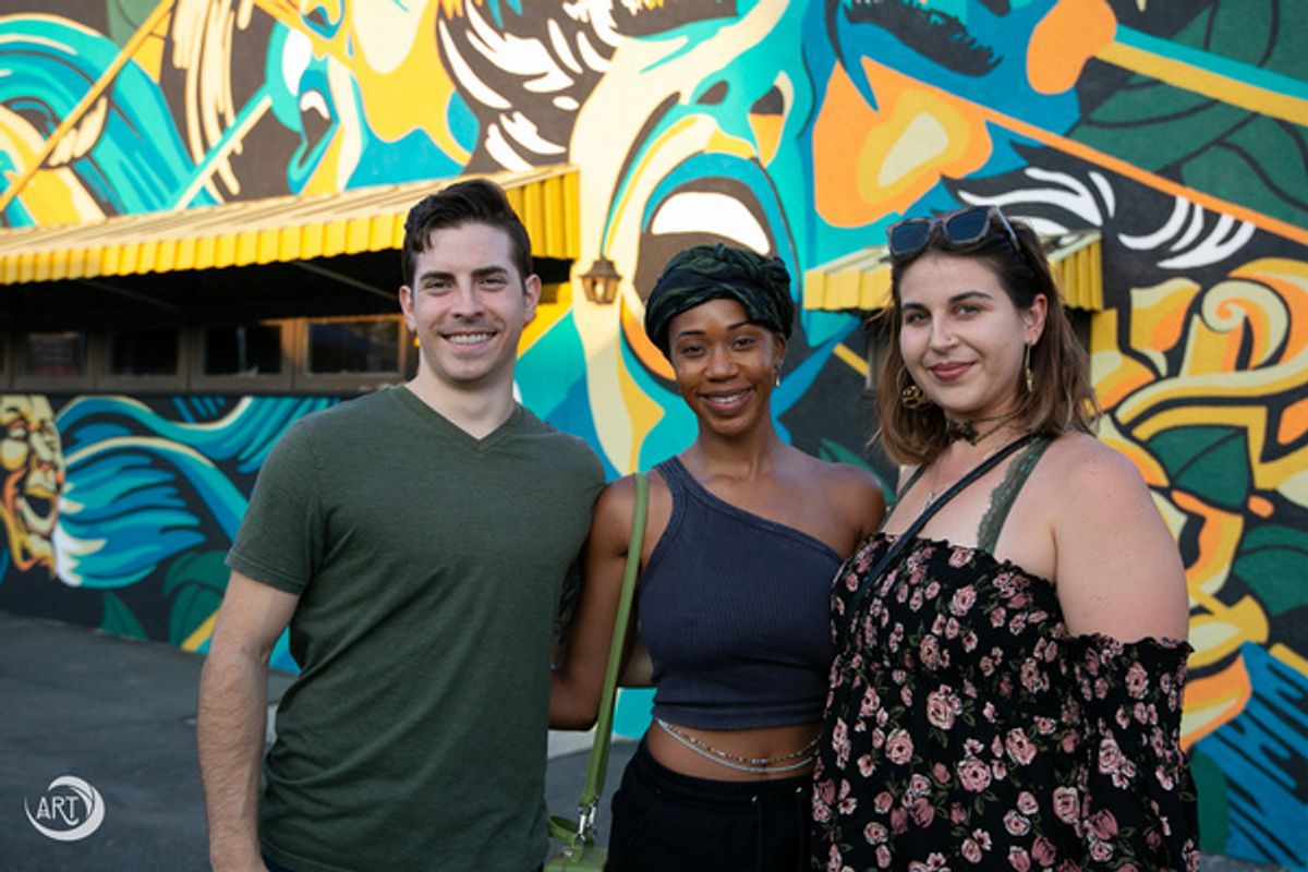 Musician Nick Crow with friends Laurie Cuerington and Courtney Cuccissi at Photos: Arroyo Repertory Theatre Unveils Its New Mural