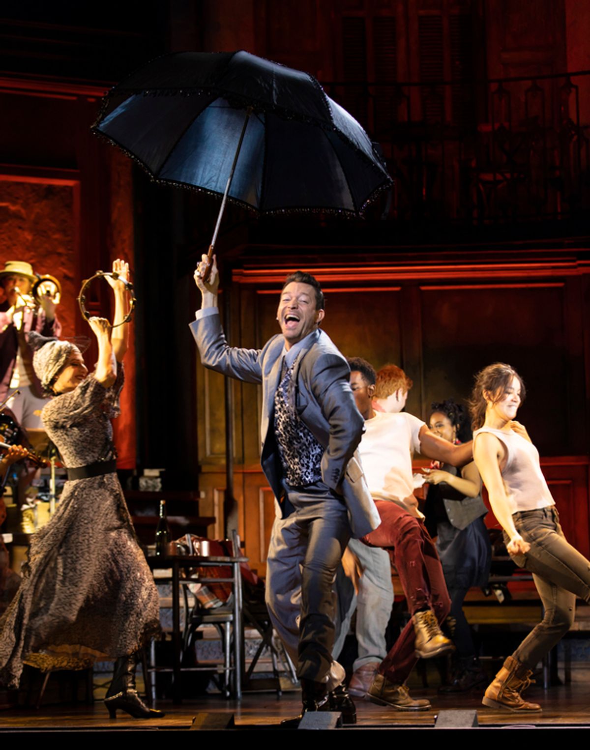 Levi Kreis and company in the Hadestown North American Tour at 