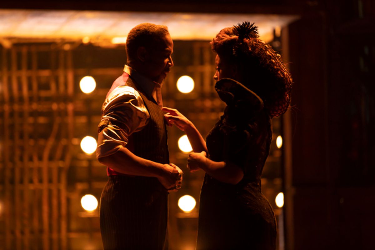 Kevyn Morrow and Kimberly Marable in the Hadestown North American Tour at 
