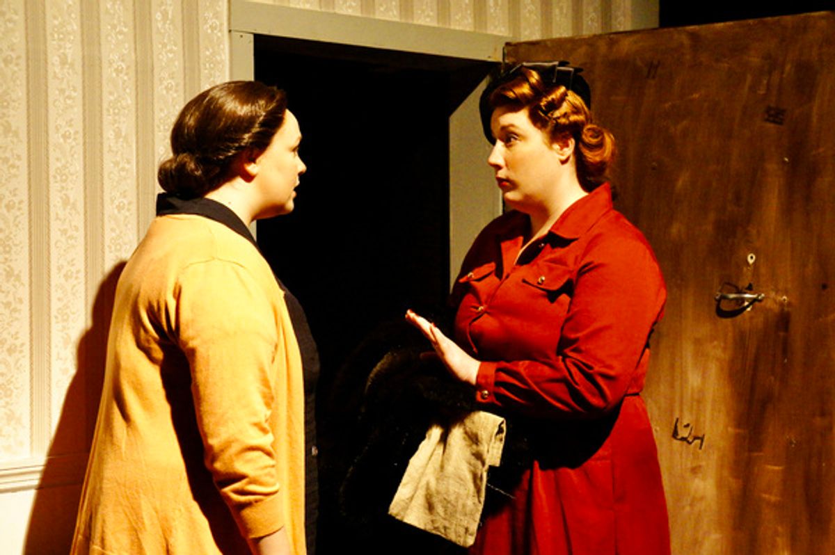 Courtnie Harrington (Edith Frank), Kyra Fitzgerald (Miep Gies) at 