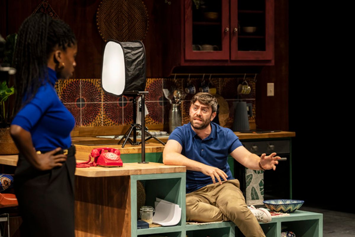 White Noise by Parks,                 , WRITER - Suzan-Lori Parks, Director - Polly Findlay, Set Design - Lizzie Clachan, Costume Design - Natalie Pryce, Movement Director - Jade Hackett, Lighting Design - Jackie Shemesh, The Bridge Theatre, London, 2021, Credit{ Johan Persson/ at 