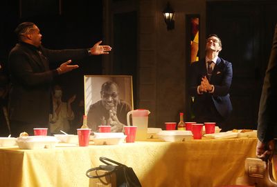 NEW YORK, NEW YORK - OCTOBER 10:  Devere Rogers and Michael Urie during the opening n Photo