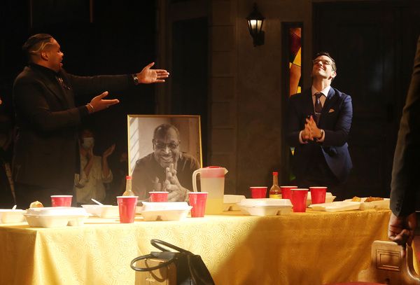 NEW YORK, NEW YORK - OCTOBER 10:  Devere Rogers and Michael Urie during the opening n Photo