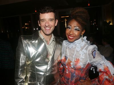 NEW YORK, NEW YORK - OCTOBER 10:  Michael Urie and N'kenge pose at the opening night  Photo