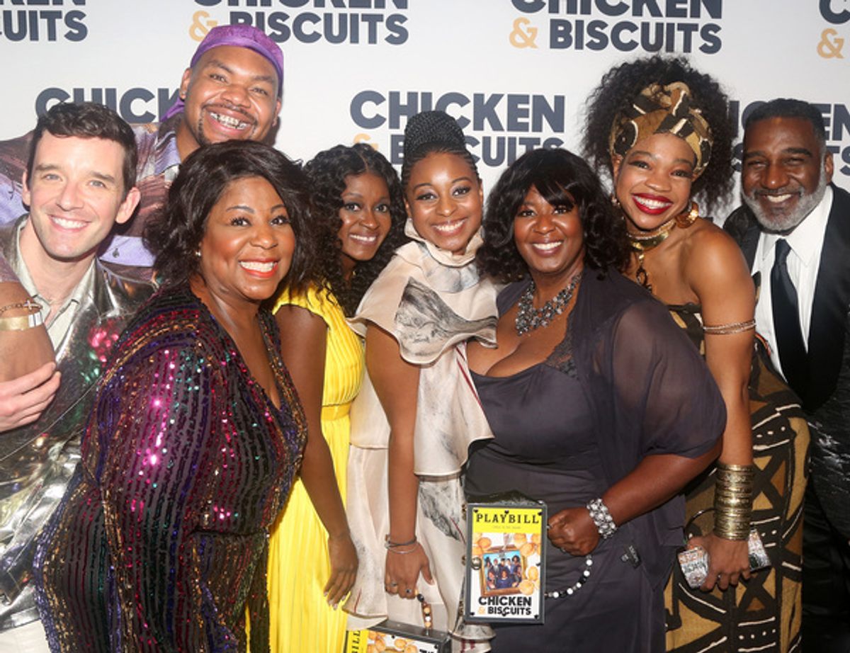 NEW YORK, NEW YORK - OCTOBER 10: (L-R) Michael Urie, Cleo King, Devere Rogers, Alana Raquel Bowers, Ebony Marshall-Oliver, Aigner Mizzelle, NaTasha Yvette Williams and Norm Lewis  at 