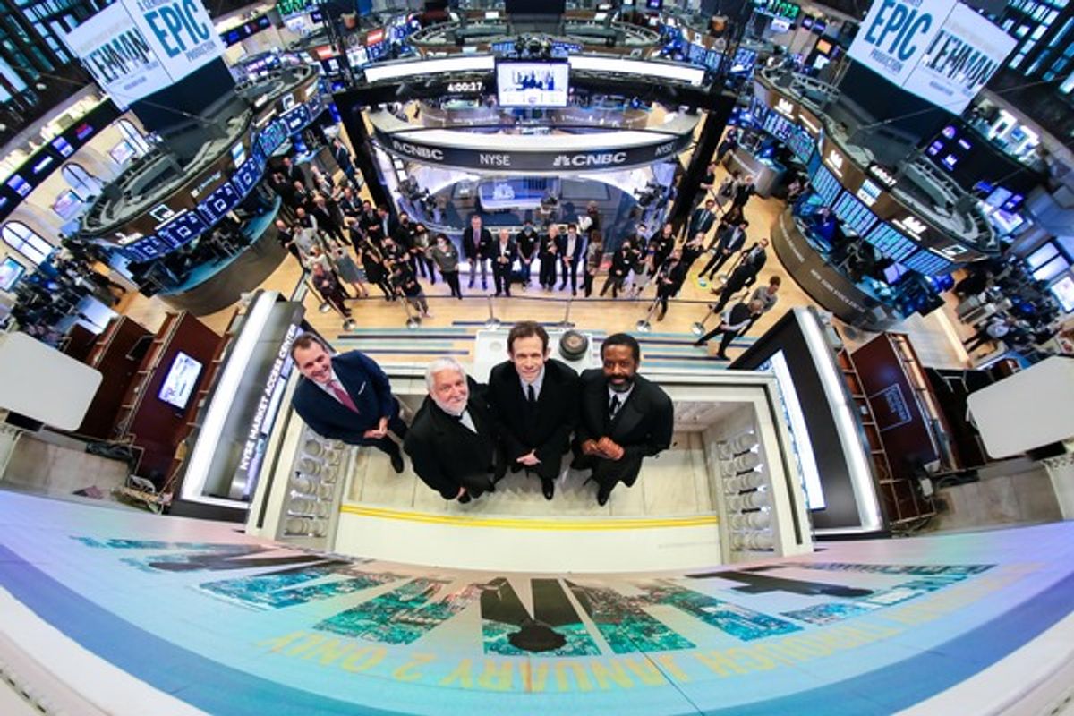 The Lehman Trilogy cast at Photos: THE LEHMAN TRILOGY Cast Members Ring the Closing Bell at the New York Stock Exchange