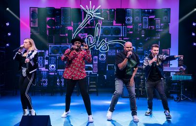 Kaila Mullady, Wayne Brady, James Monroe Iglehart, Andrew Bancroft, and Kurt Crowley Photo