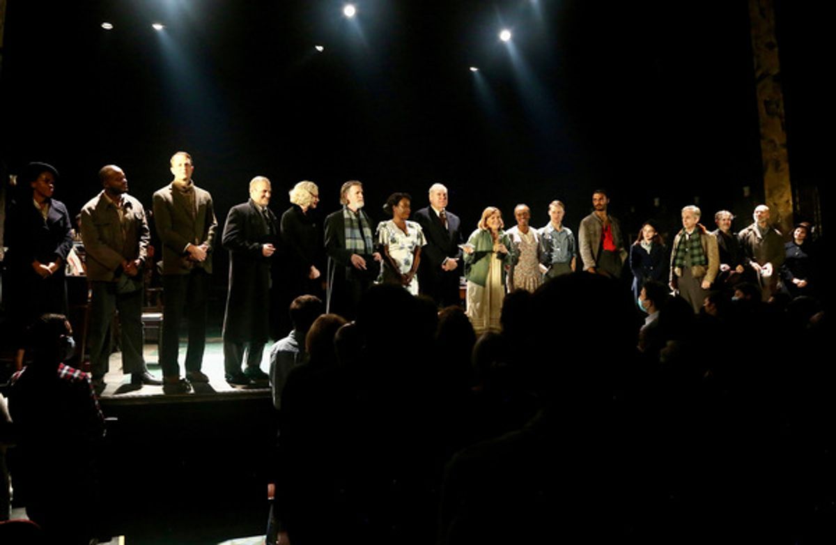 NEW YORK, NEW YORK - OCTOBER 13: (L-R) Chelsea Lee Williams, Matthew Frederick Harris, Todd Almond, Marc Kudisch, Luba Mason, Tom Nelis, Jeannette Bayardelle, Jay O. Sanders, Mare Winningham, Kimber Elayne Sprawl, Colin Bates, Austin Scott, Caitlin Houlahan, Robert Joy, Matt McGrath, John Schiappa and Rachel Stern  at 