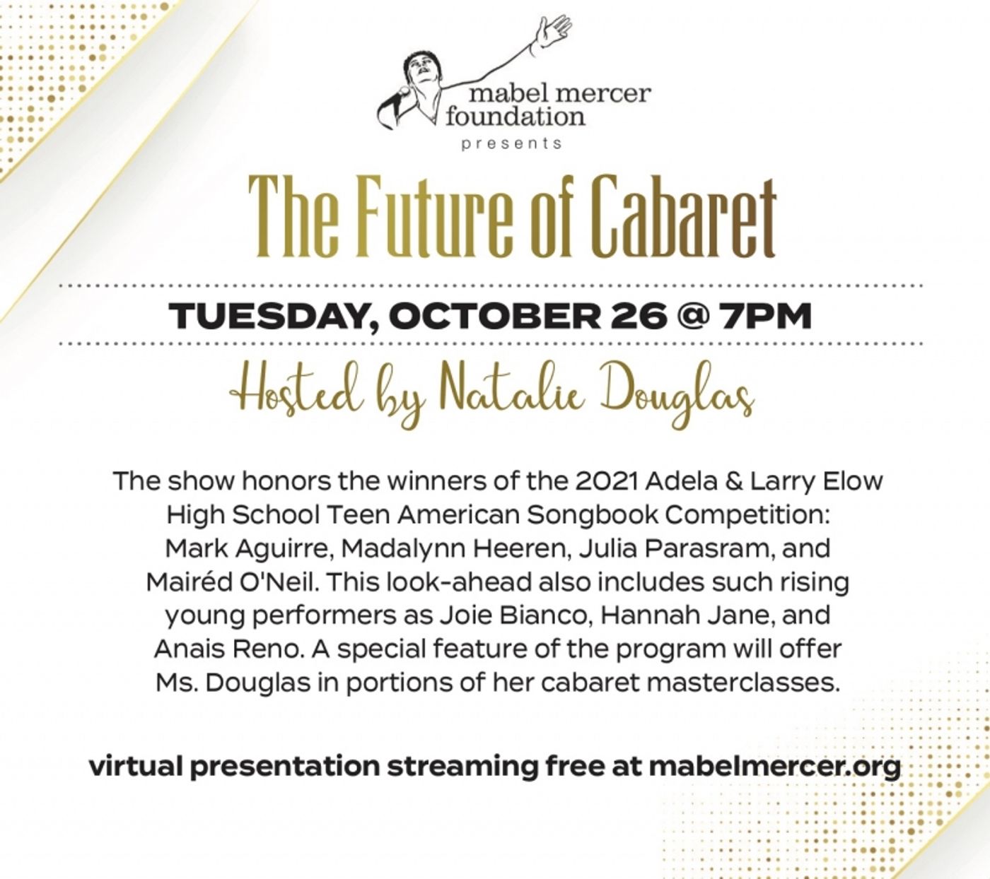Mabel Mercer Foundation Gears Up For CABARET CONVENTION October 25 - 27  Image