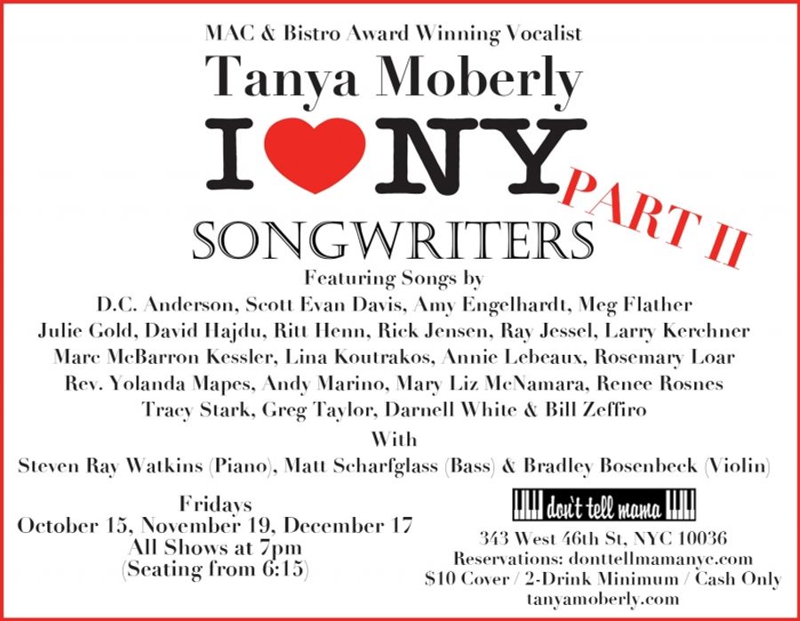 Review: Tanya Moberly Sets The Standard With I LOVE NEW YORK SONGWRITERS PART II at Don't Tell Mama Image