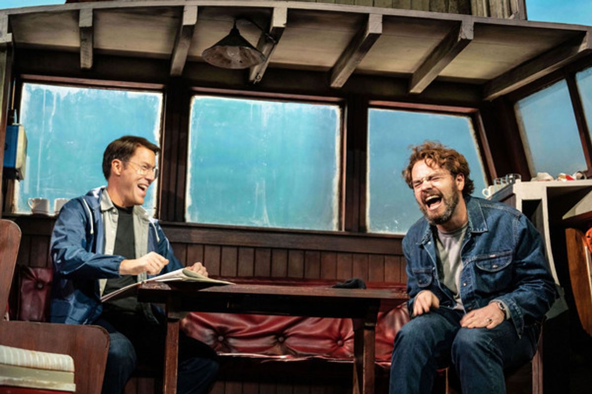 Demetri Goritsas and Liam Murray Scott at Photos: See Ian Shaw, Demetri Goritsas & Liam Murray Scott in THE SHARK IS BROKEN at the Ambassadors Theatre