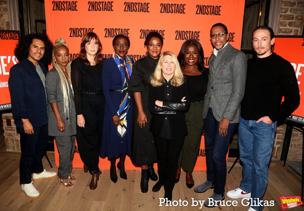 Reza Salazar, Kara Young, Director Kate Whoriskey, Second Stage Theatre Executive Director Khady Kamara, Playwright Lynn Nottage, Second Stage President & Artistic Director Carole Rothman, Uzo Aduba, Ron Cephas Jones and Edmund Donovan at 