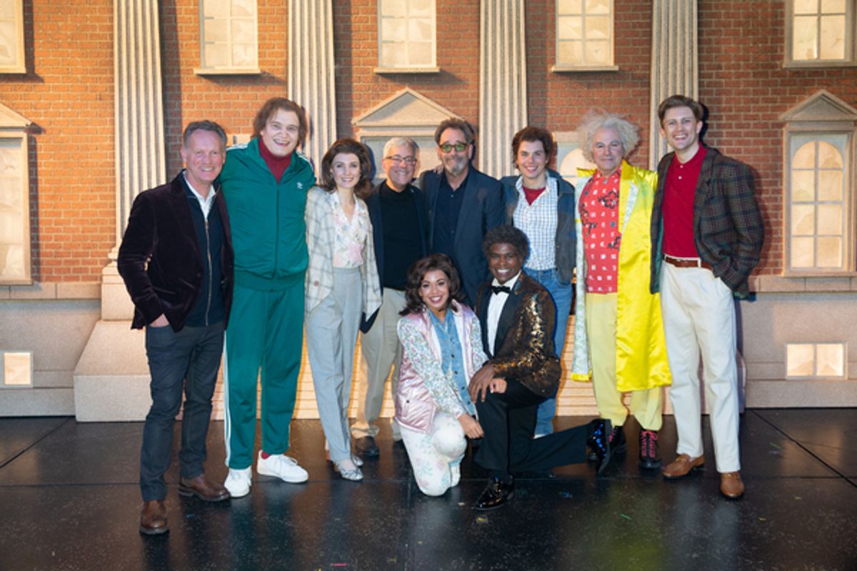 Bob Gale and Huey Lewis with the company at 