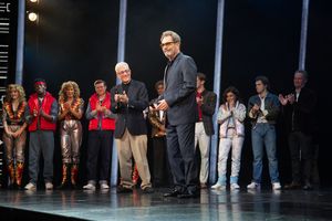 Bob Gale and Huey Lewis with the company Photo