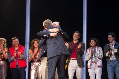 Bob Gale and Huey Lewis with the company Photo