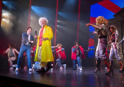 Roger Bart, Will Haswell, and the company Photo