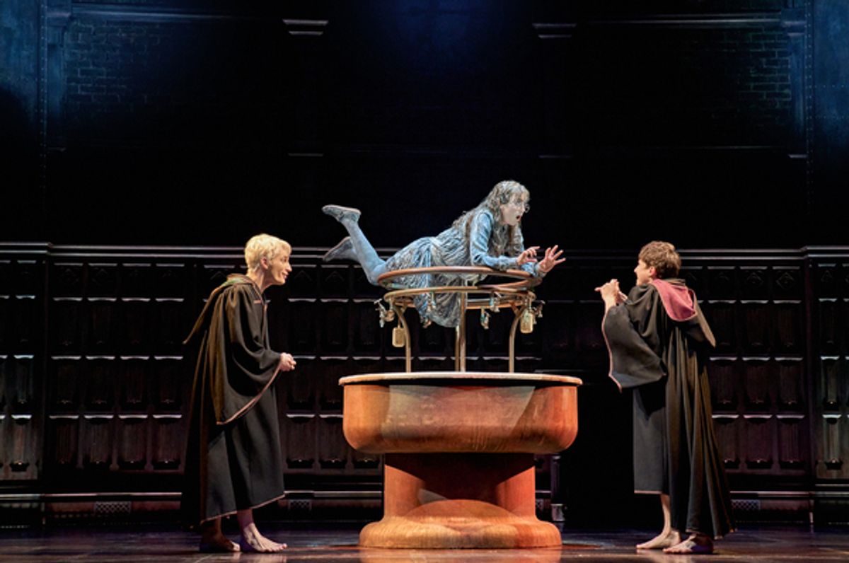 Luke Sumner (Scorpius Malfoy), Lucy Mangan (Moaning Myrtle) and Dominic Short (Albus Potter) at 