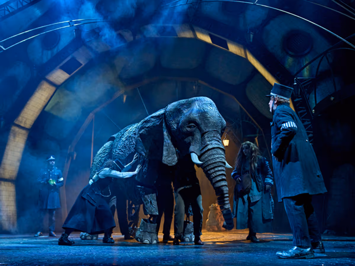 Elephant puppet and Peter Duchene at Photos: First Look at the Royal Shakespeare Company's THE MAGICIAN'S ELEPHANT