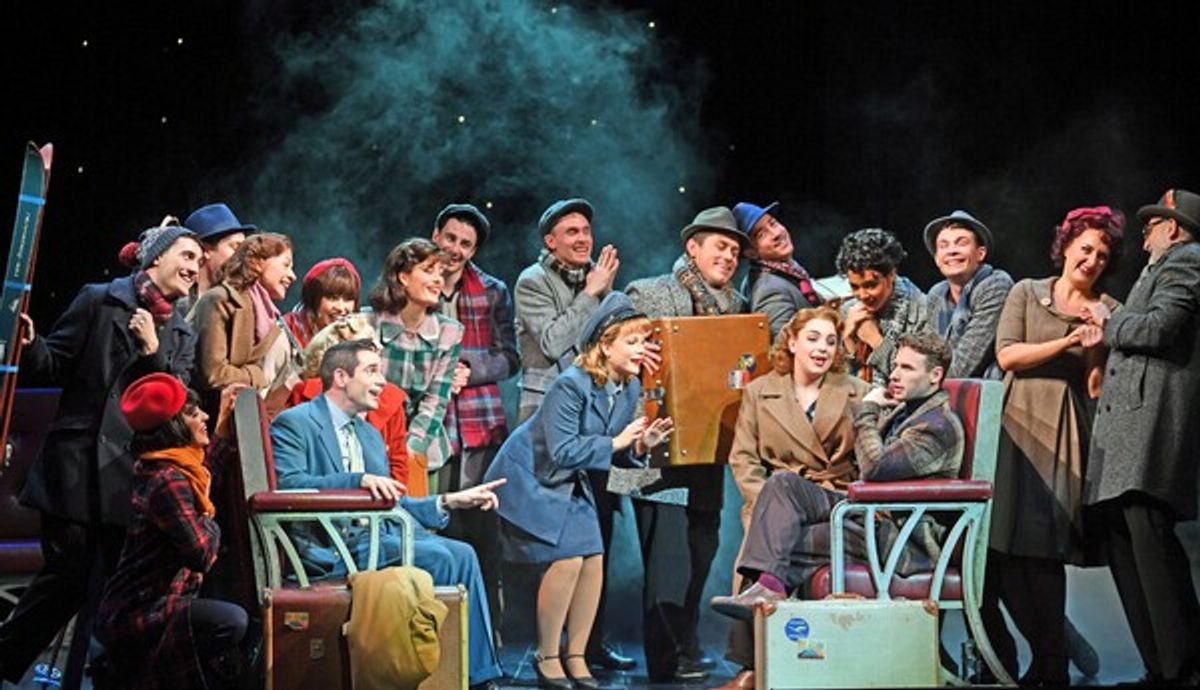 The company at Photos: See Sally Ann Triplett, Emily Langham, Dan Burton & More in the WHITE CHRISTMAS UK Tour