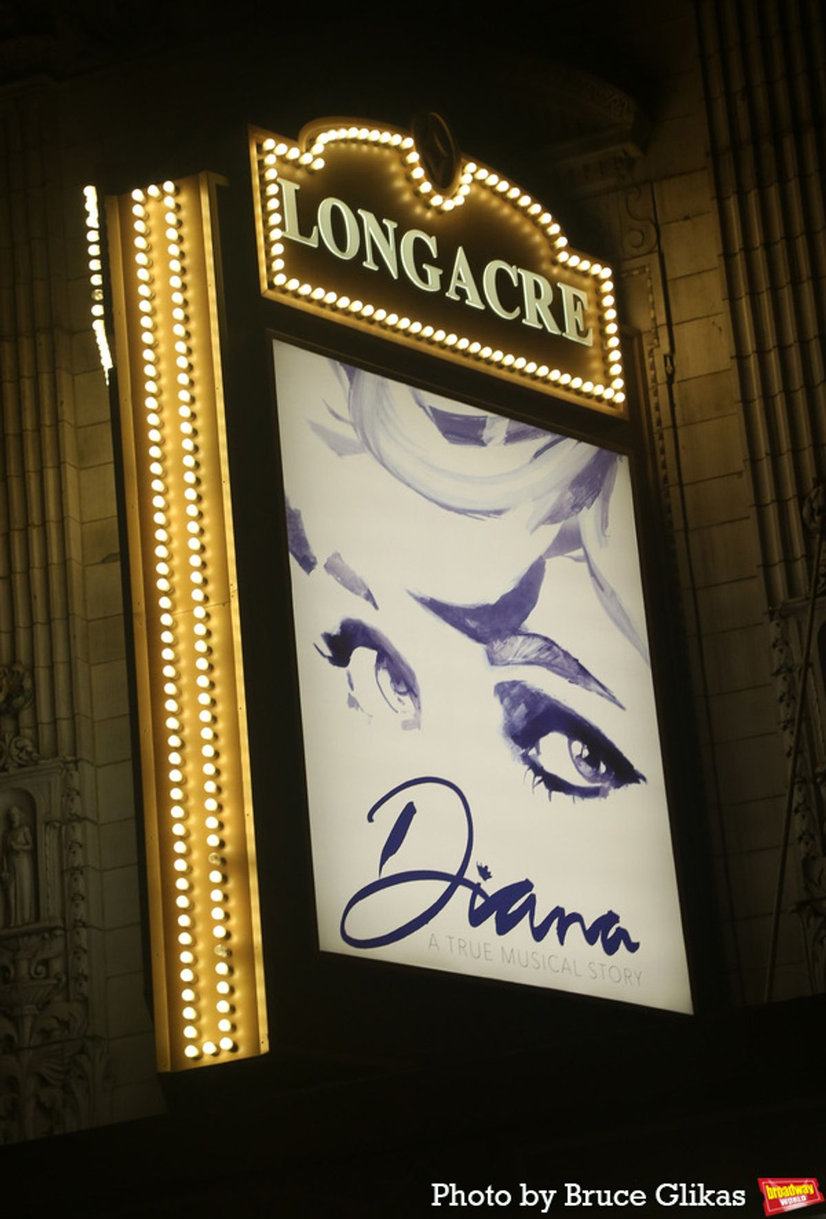 Signage at The Longacre Theatre at Photos: DIANA, THE MUSICAL Company Takes First Broadway Bows