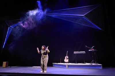Satya Ch vez as Bee Quijada in WHERE DID WE SIT ON THE BUS?. Photo credit: Roger Mast Photo