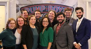 Front row: Properties Artisan Haley Gazdik, Properties Designer Caitlin McCarthy, Lighting Supervisor Rachel West, Production Manager/SM Swing Jennifer Aparicio*, Technical Director Johnnie Schleyer, Co-Sound Designer Eric Backus
Back Row: (L to R): Co-Sound Designer Stefanie M. Senior, Audio Engineer Matthew R. Chase, Lighting Designer Denise Karczewski, Porchlight's Production and Operations Director Alex Rhyan @ BroadwayWorld Front row: Properties Artisan Haley Gazdik, Properties Designer Caitlin McCarthy, Lig Photo