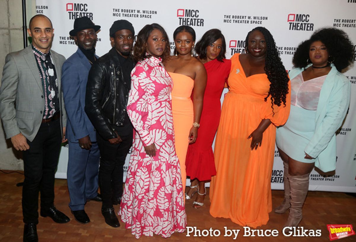 Director Saheem Ali, Charlie Hudson III, Ade Otukoya, Nana Mensah, Sandra Okuboyejo, Emana Rachelle, Playwright Jocelyn Bioh and Abena  at 