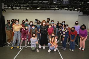 ANNIE LIVE! -- "Dance Rehearsal" -- Pictured: (l-r) Andrea McArdle visits with "young Annies" at the National Dance Institute at the Center for Learning & the Arts in New York City on Saturday November 13, 2021 -- (Photo by: Bryan Bedder/NBC) @ BroadwayWorld ANNIE LIVE! -- "Dance Rehearsal" -- Pictured: (l-r) Andrea McArdle visits with "young Photo
