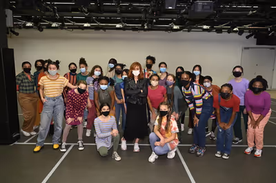 ANNIE LIVE! -- "Dance Rehearsal" -- Pictured: (l-r) Andrea McArdle visits with "young Photo