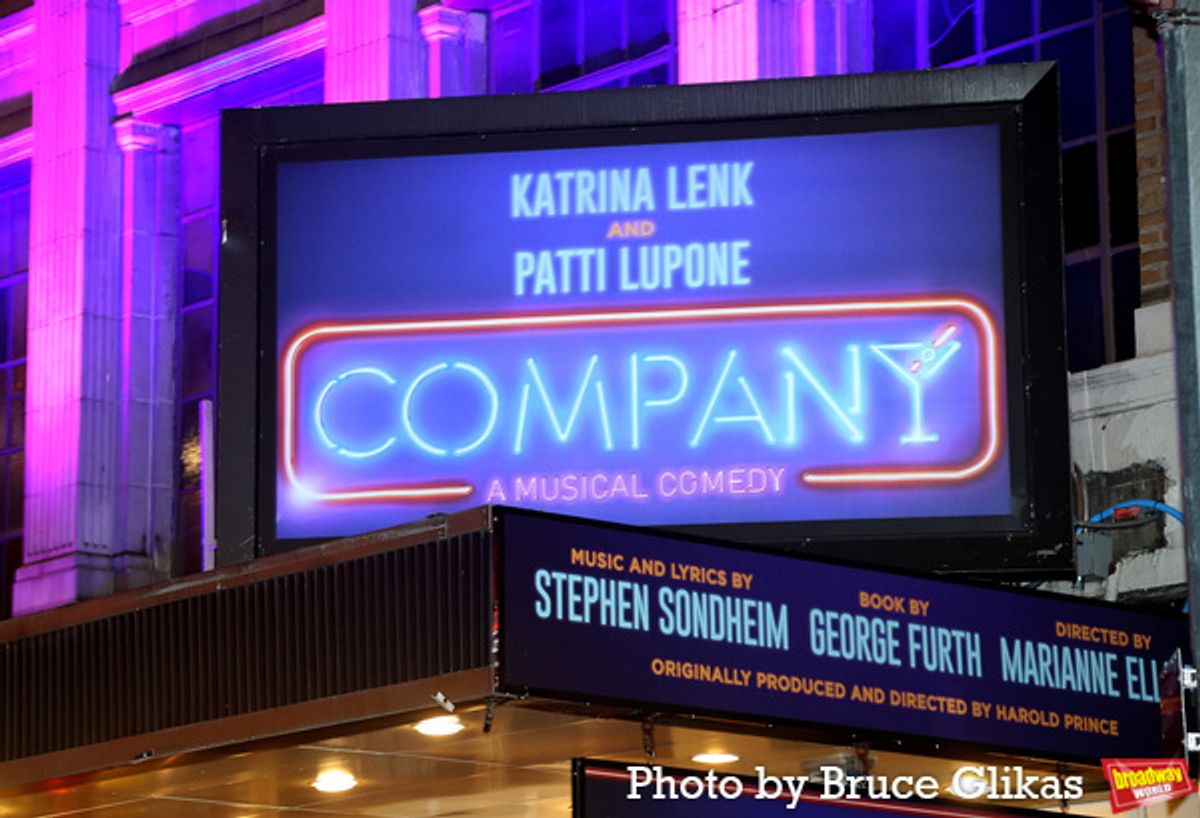 Signage at The Bernard Jacobs Theater at Photos: Inside COMPANY's First Preview Back on Broadway!