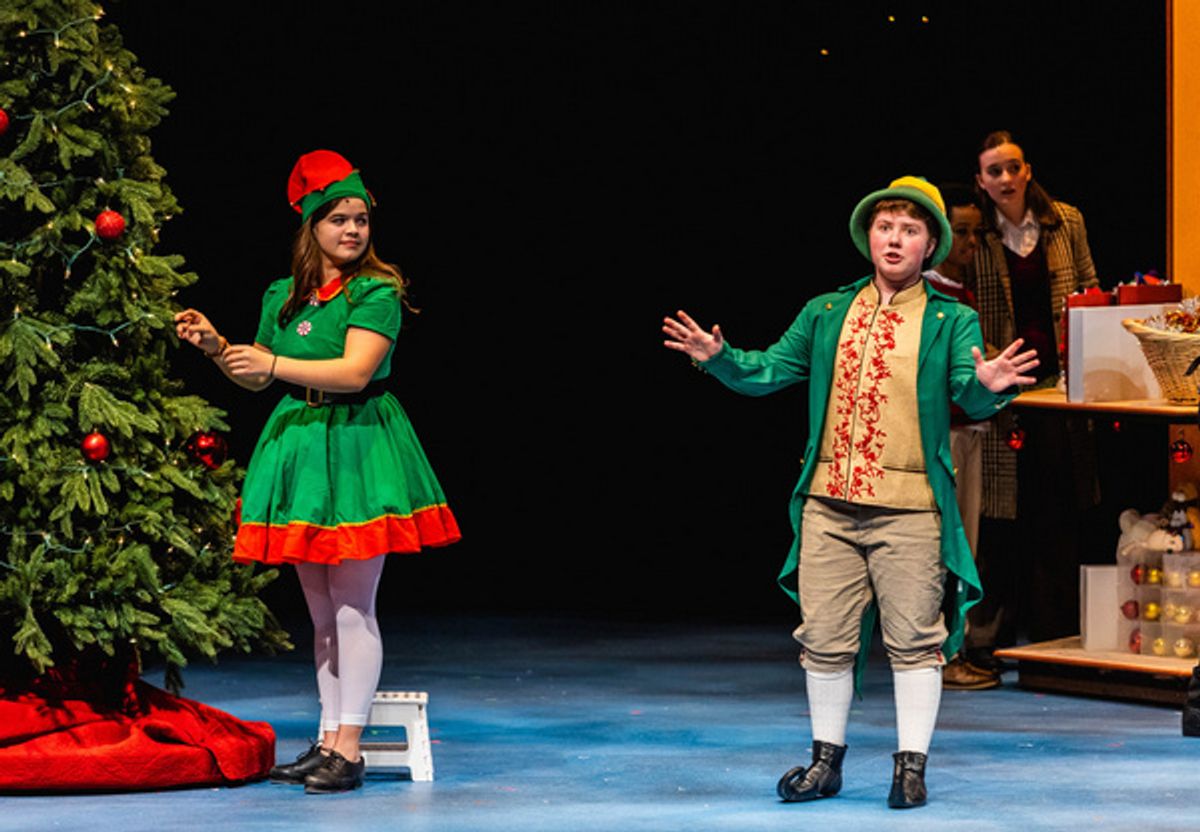 Sayer Keeley as Buddy and Josie Turk as Jovie in Stages Theatre Company''s Elf the Musical, Jr. (Nov 19-Dec 27, 2021). Photo by Fischeye Films. at Photos: First Look at ELF THE MUSICAL, JR. At Stages Theatre Company