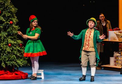 Sayer Keeley as Buddy and Josie Turk as Jovie in Stages Theatre Company''s Elf the Mu Photo
