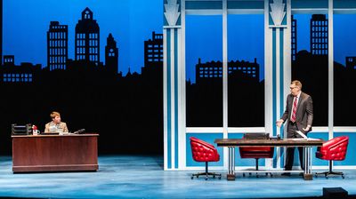 Sayer Keeley as Buddy and Brent Teclaw as Walter in Stages Theatre Company''s Elf the Photo