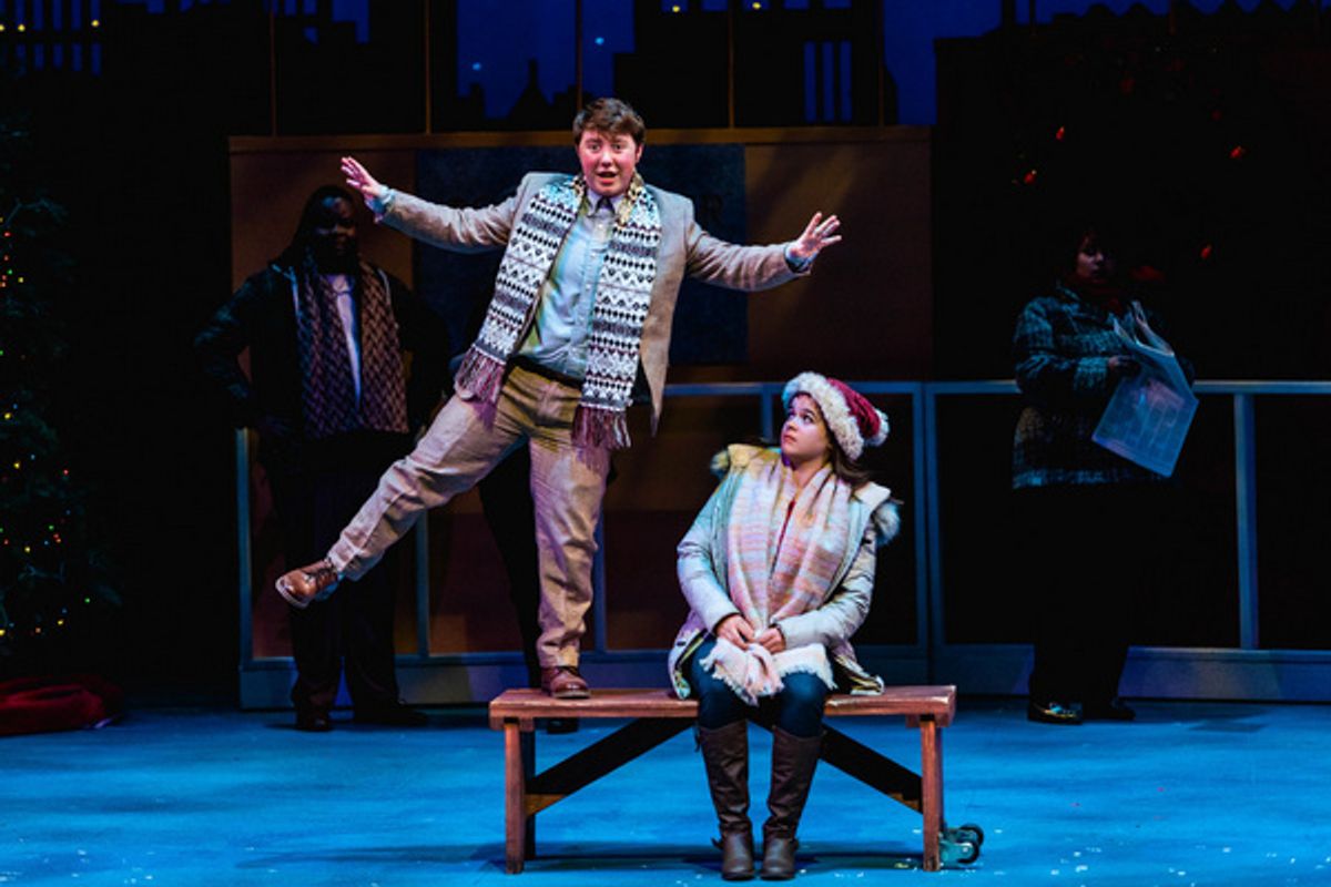 Sayer Keeley as Buddy and Josie Turk as Jovie in Stages Theatre Company''s Elf the Musical, Jr. (Nov 19-Dec 27, 2021). Photo by Fischeye Films. at Photos: First Look at ELF THE MUSICAL, JR. At Stages Theatre Company
