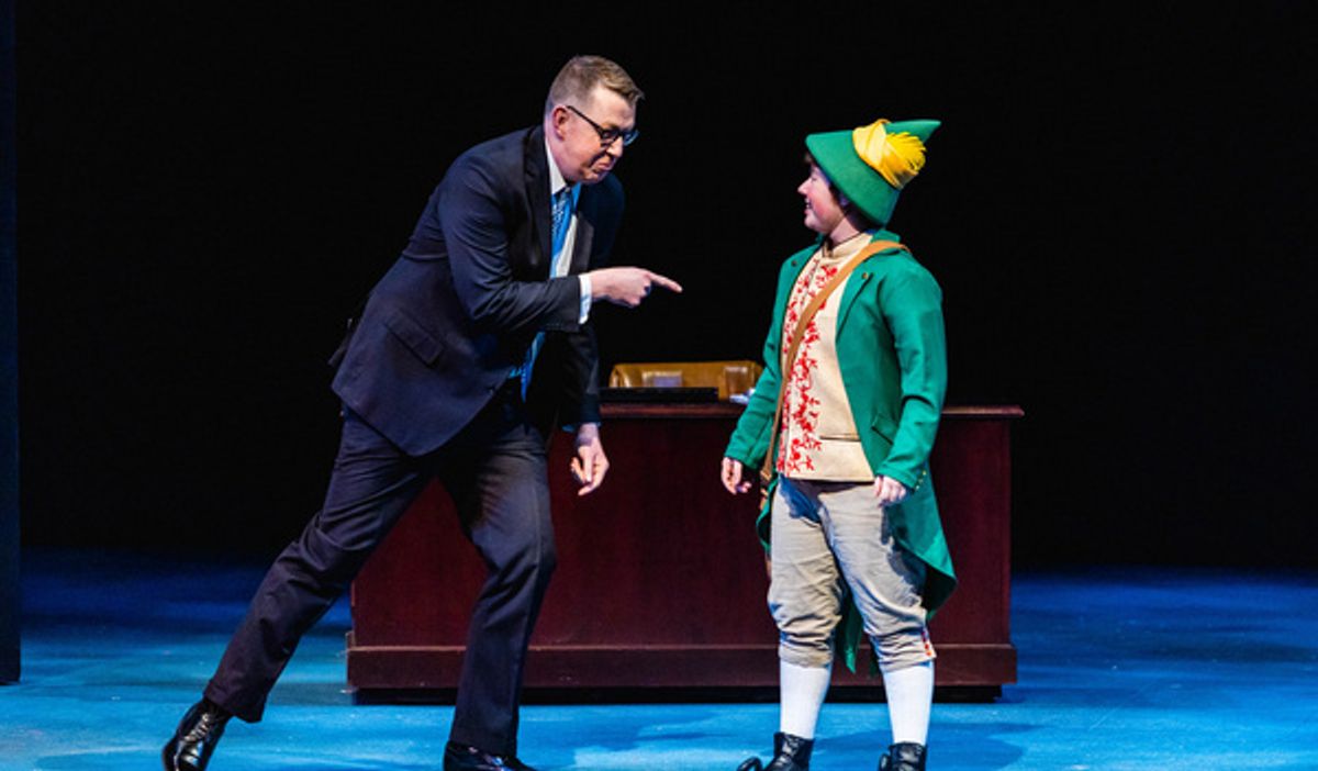 Brent Teclaw as Walter and Sayer Keeley as Buddy in Stages Theatre Company''s Elf the Musical, Jr. (Nov 19-Dec 27, 2021). Photo by Fischeye Films.  at 