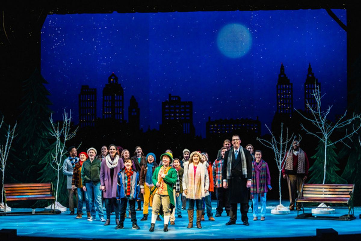 Sayer Keeley as Buddy & the cast of Stages Theatre Company''s Elf the Musical, Jr. (Nov 19-Dec 27, 2021). Photo by Fischeye Films. at Photos: First Look at ELF THE MUSICAL, JR. At Stages Theatre Company