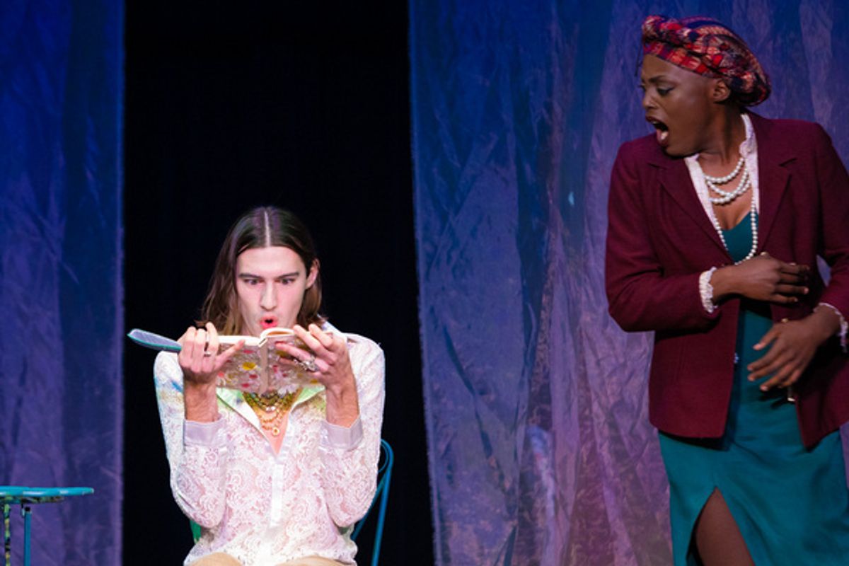 Michael Morley (Cecil) and Lauren E King (Miss Prism).    Photo by Adam Smith Jr. at 