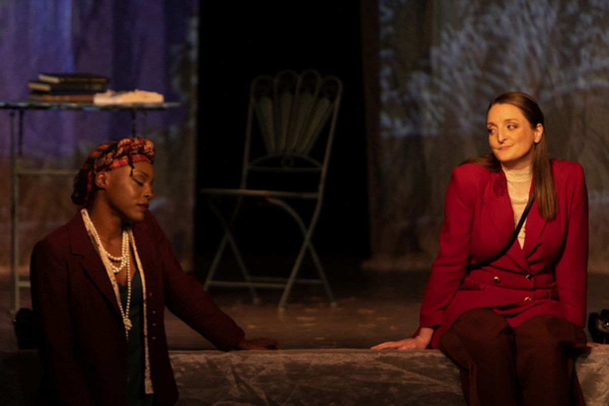 Lauren E King (Miss Prism) and Carmen Nikae (Chasuble).    Photo by Adam Smith Jr. at 