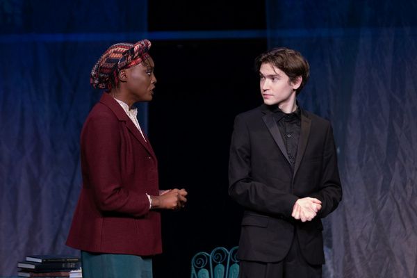 Lauren E King (Miss Prism) and Stephen Solomon (Jack).    Photo by Adam Smith Jr. Photo