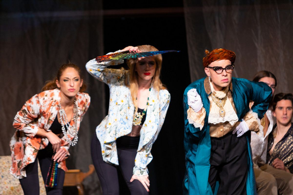 Emma Green (Dancer 2), Chandler Corley-Essex (Dancer 1) and Kevin Hughes-Noboa (Lady Bracknell).    Photo by Adam Smith Jr. at 