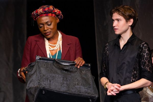 Lauren E King (Miss. Prism) and Stephen Solomon (Jack).    Photo by Adam Smith Jr. Photo