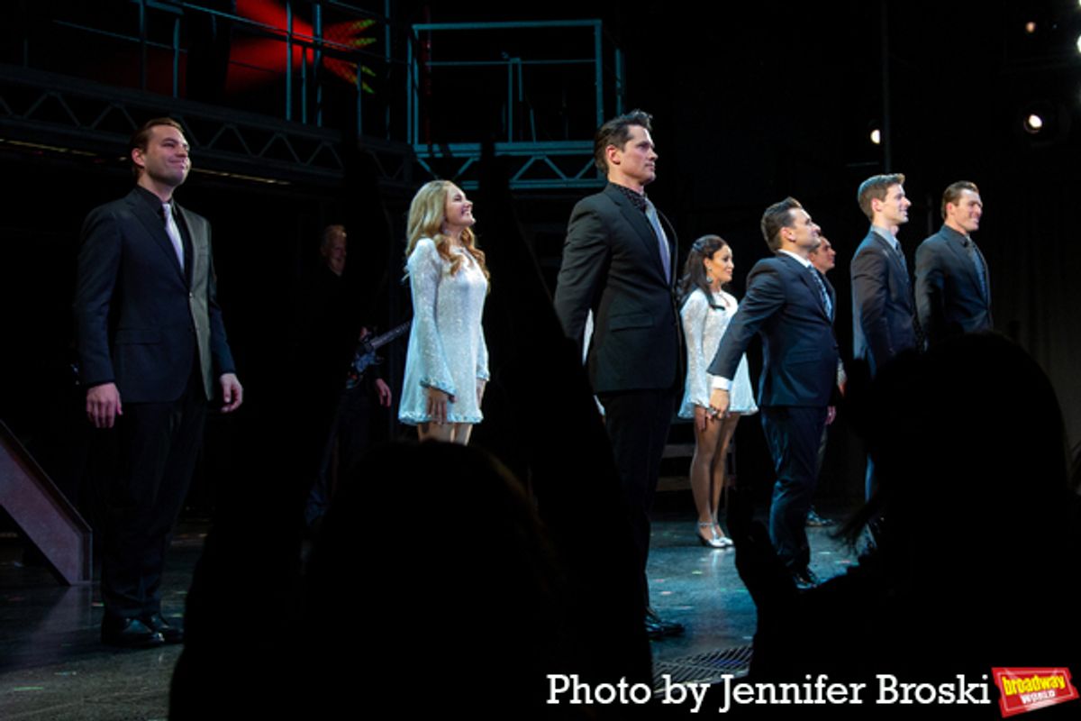 The cast of JERSEY BOYS at Photos: JERSEY BOYS Celebrates 4th Anniversary Off-Broadway