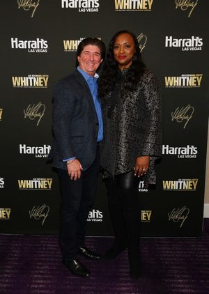 LAS VEGAS, NEVADA - NOVEMBER 14: Pat Houston and CEO of Bass Entertainment Brian Becker attend An Evening With Whitney: The Whitney Houston Hologram Concert at Harrah's Las Vegas on November 14, 2021 in Las Vegas, Nevada. (Photo by Denise Truscello/Getty Images for An Evening with Whitney) @ BroadwayWorld LAS VEGAS, NEVADA - NOVEMBER 14: Pat Houston and CEO of Bass Entertainment Brian Beck Photo