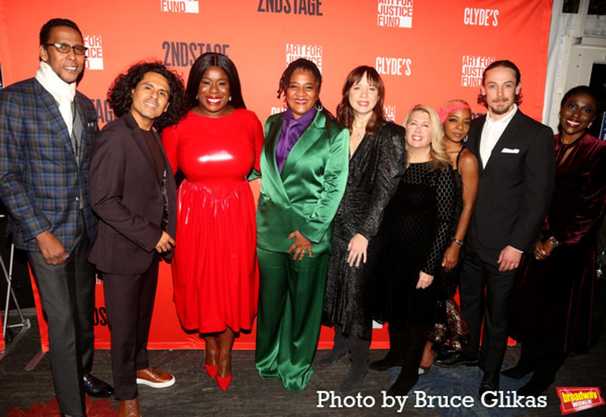 Ron Cephas Jones, Reza Salazar, Uzo Aduba, Playwright Lynn Nottage, Director Kate Whoriskey, Second Stage Artistic Director Carole Rothman, Kara Young, Edmund Donovan and Second Stage Theater Executive Director Khady Kamara at 