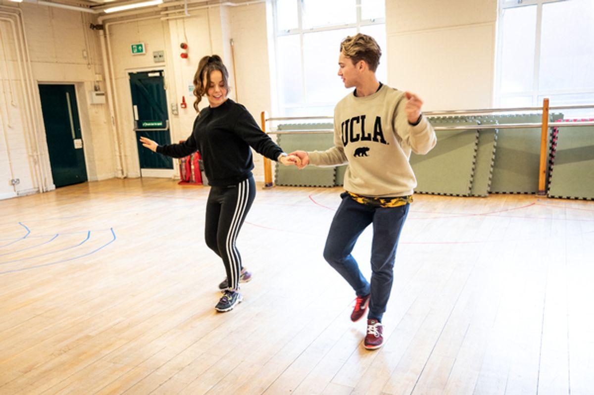 Evie Pickerill and AJ Pritchard at Photos: Inside Rehearsal For CINDERELLA Pantomime at the Wolverhampton Grand Theatre