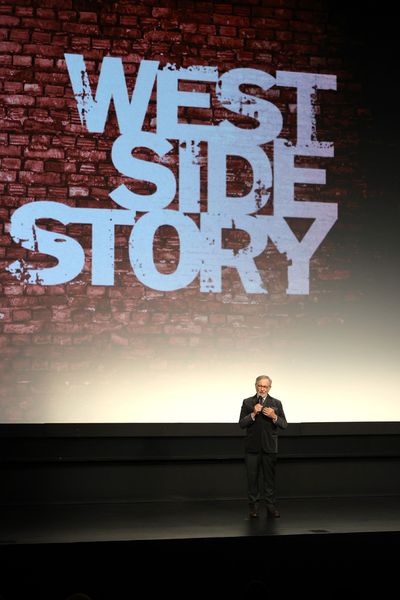 NEW YORK, NEW YORK - NOVEMBER 29: Steven Spielberg speaks duringthe New York premiere Photo