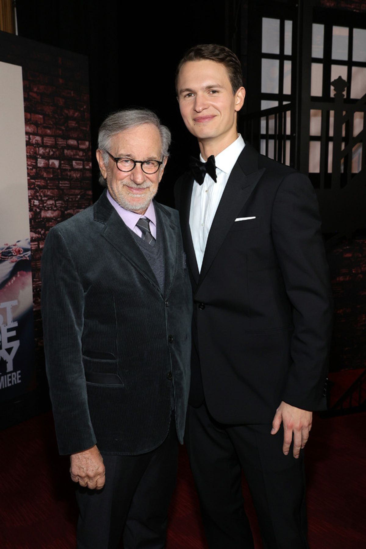 NEW YORK, NEW YORK - NOVEMBER 29: Steven Spielberg (L) and 	Ansel Elgort attend the New York premiere of West Side Story on November 29, 2021 in New York City. (Photo by Jamie McCarthy/Getty Images  for 20th Century Studios) at 